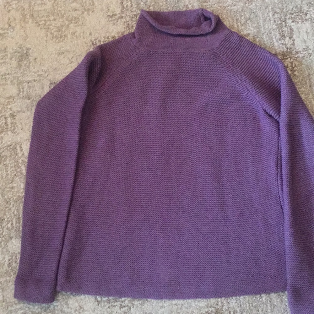 Purple cowl neck pullover sweater